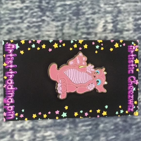 Dark pink baby dragon soft enamel pin 1.5” - Picture 3 of 3